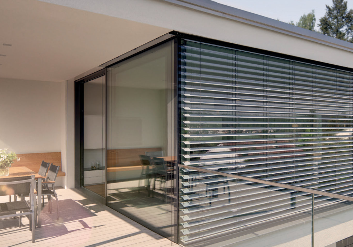 external venetian blinds in Suffolk office building